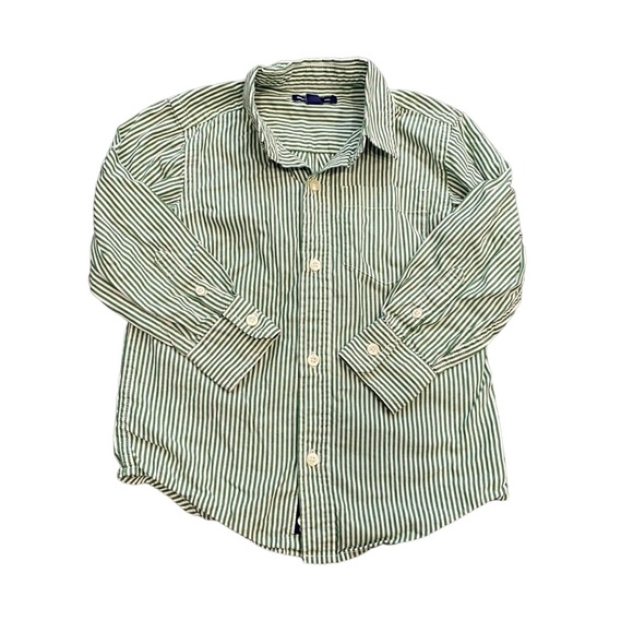 Gap Green Striped Button Down Shirt - Picture 1 of 6